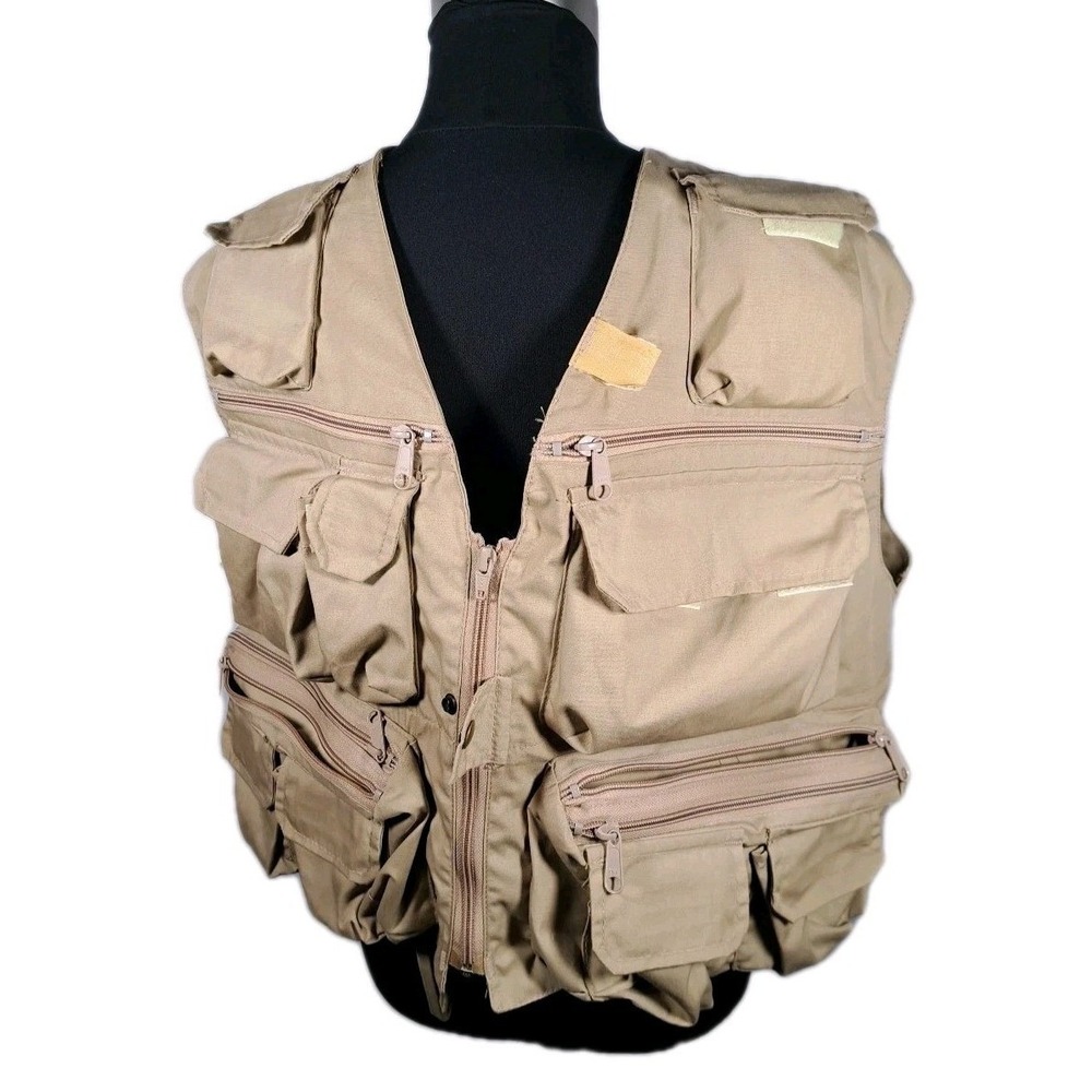 Orvis Manchester Vermont Fishing Vest Mens‎ Medium Tan Multi Pocket Utility Zip